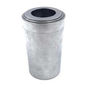 May include: A silver metal cylinder with a smooth surface and a slightly raised lip around the top edge.