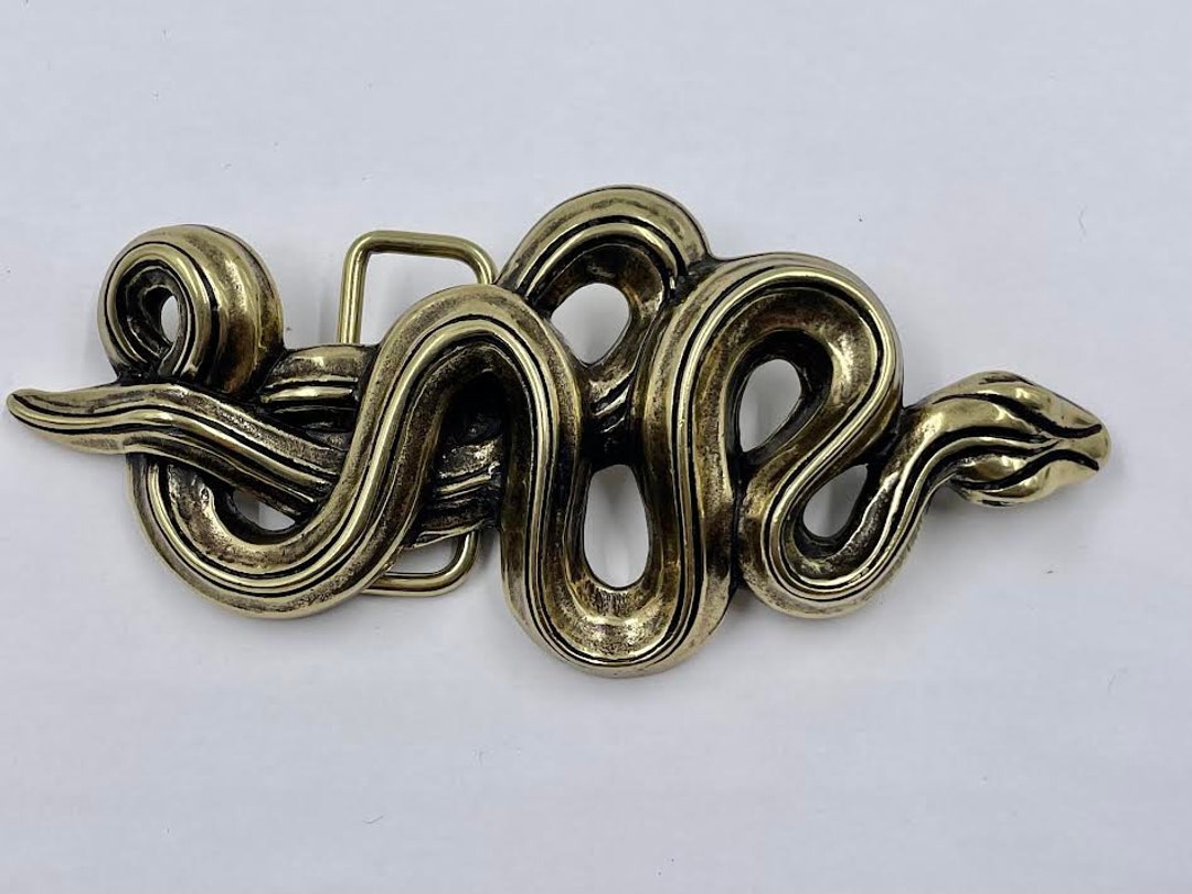 Old Brass Snake Style Belt Buckle Made in Italy - Etsy display picture 1