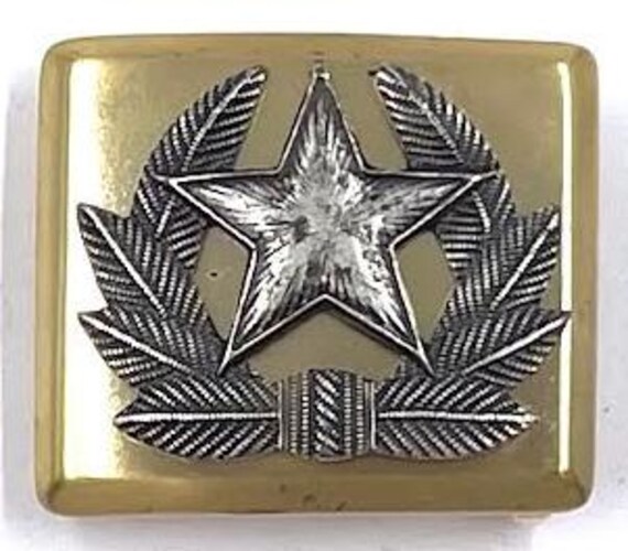 Gold Belt Buckle With Silver Star and Leaf Logo - Etsy display picture 2