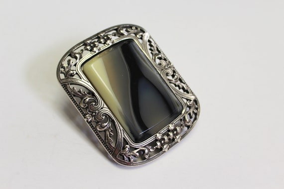 Old Silver Buckle With Resin Stone - image 3
