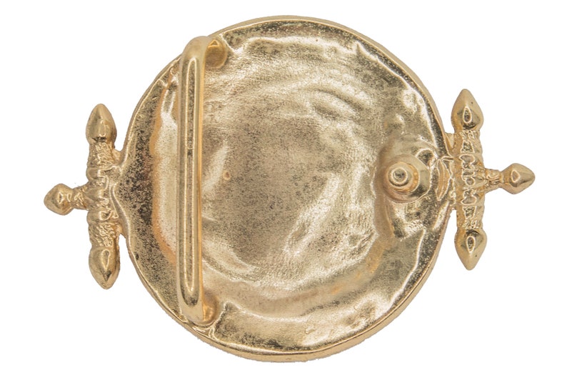 Engraved Gold Belt Buckle Compass Design with a lot of Intricate Details