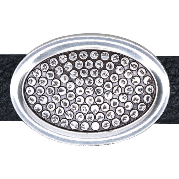 Old Silver Hammered Belt Buckle Vintage Belt Buck… - image 1