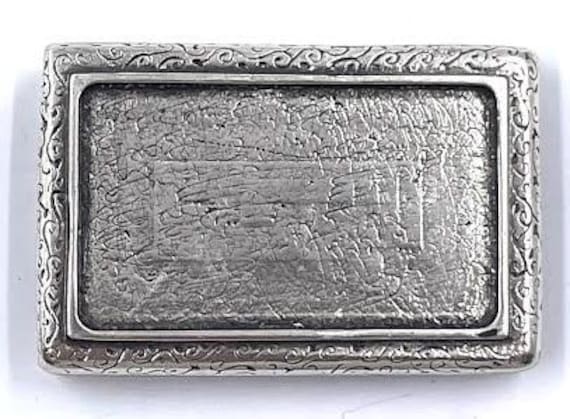 rectangular silver belt buckle with space for lea… - image 1