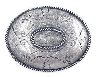 Boucle De Ceinture Ovale Turquoise Style Western - Argentée, Taille Unique - S'adapte Aux Ceintures Jusqu'à 3,8 Cm