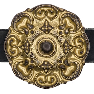 Vintage Gold Belt Buckle Made in Italy: Mandela with Intricate Floral Design
