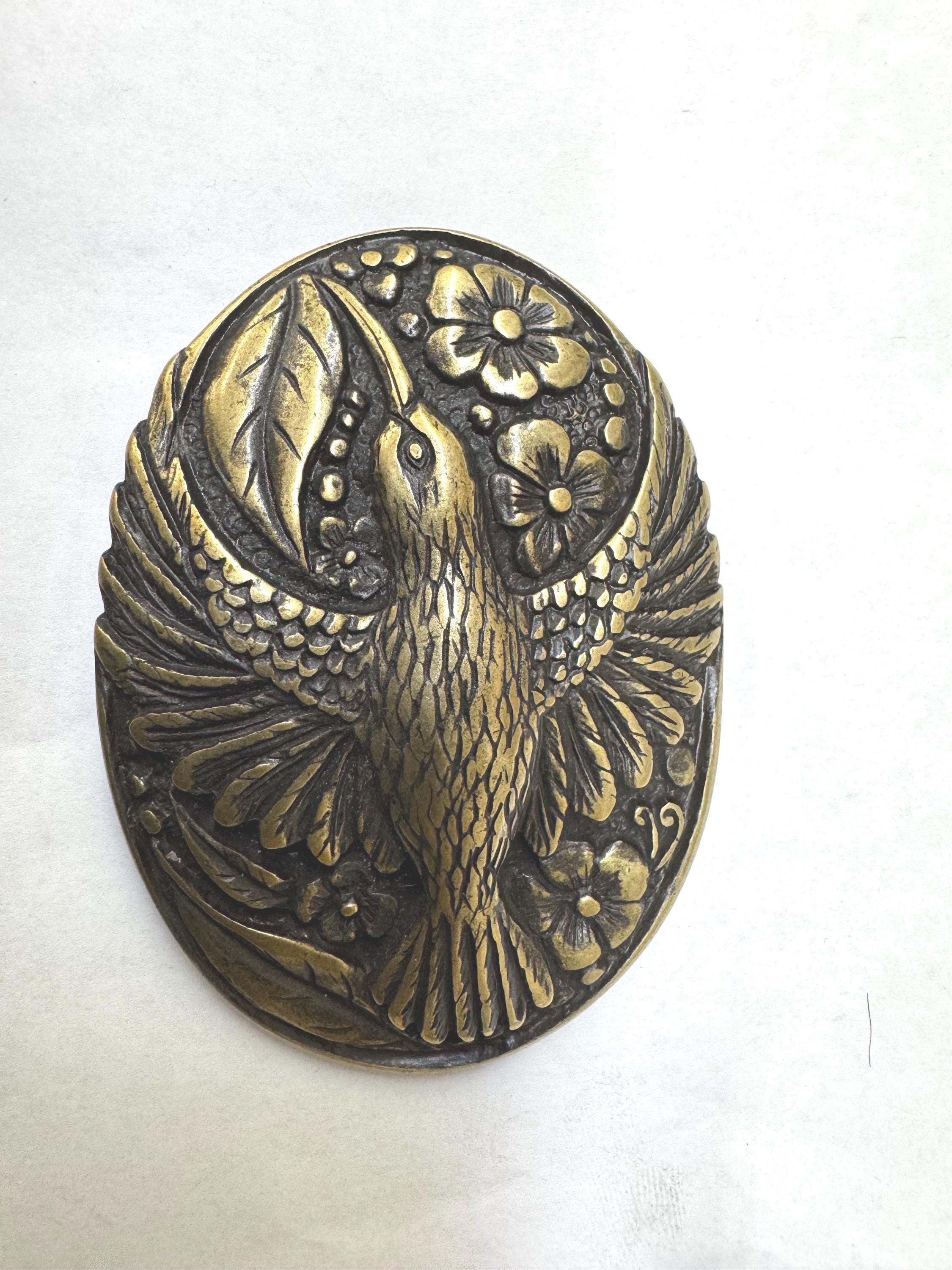 Italian one of a kind brass decorative bell buckle Italian Vintage Belt Buckle: Old Brass Belt Buckle With  main image 2
