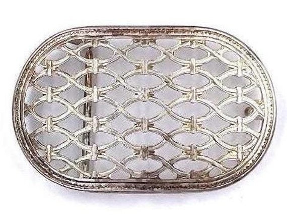 Silver Belt Buckle with chain-link pattern - image 1