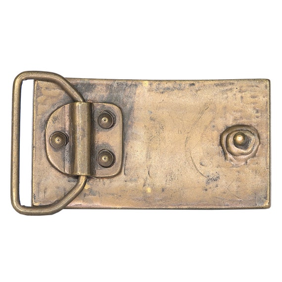 Rectangular Old Brass Buckle with Multicolor Melt… - image 2