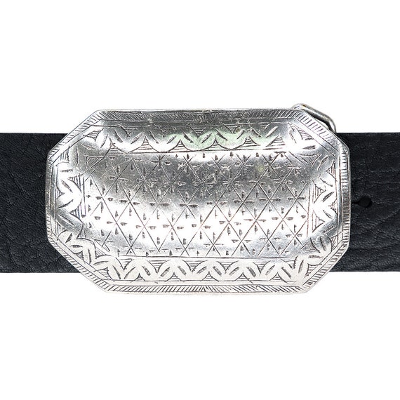 Old Silver Hand Engraved Buckle