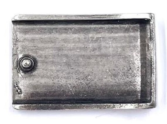 rectangular silver belt buckle with space for lea… - image 2