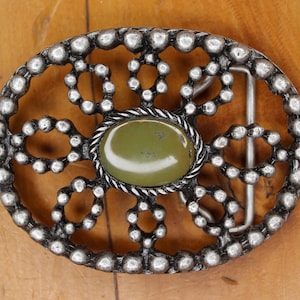 vintage buckle with real turquoise cabochon