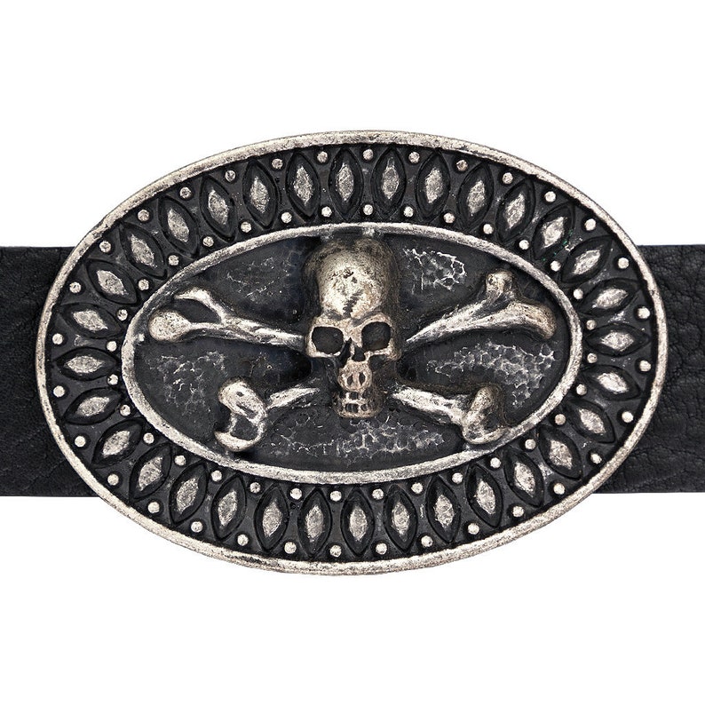 Skull and Crossbones Belt Buckle Old Silver Italian Belt Etsy