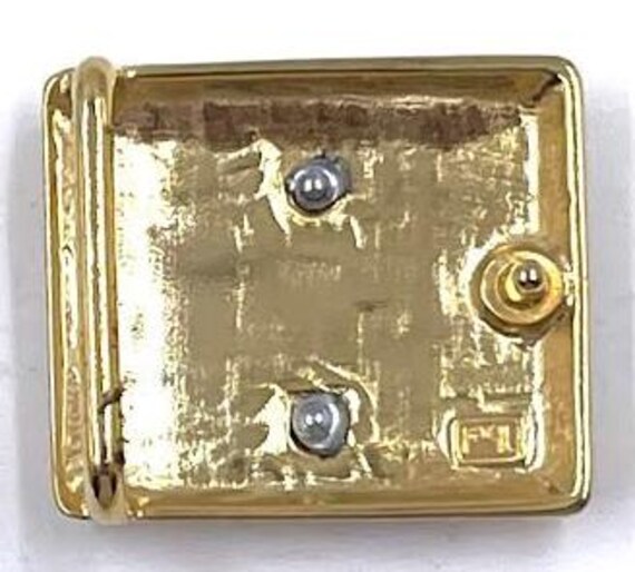 Rectangular Matte Gold Belt Buckle with Old Silve… - image 2