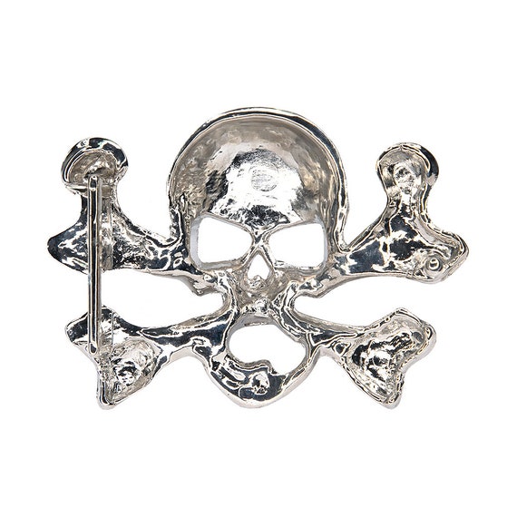Skull and Crossbones Belt Buckle Old Silver Belt … - image 2