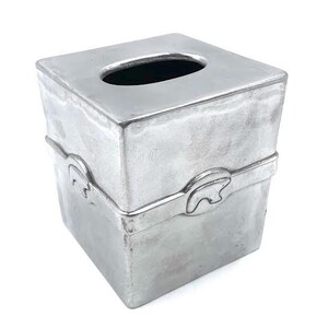 Silver Plated Metal Tissue Box with bear