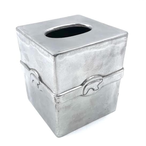 Silver Plated Metal Tissue Box with bear