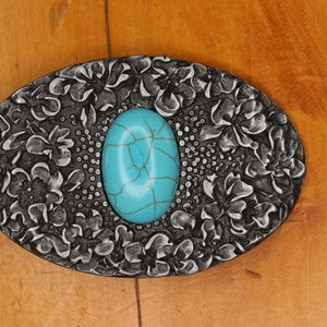 vintage buckle with real turquoise resin stone