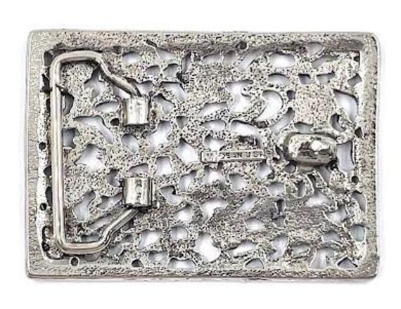 Rectangular Old Silver Buckle With floral pattern… - image 2