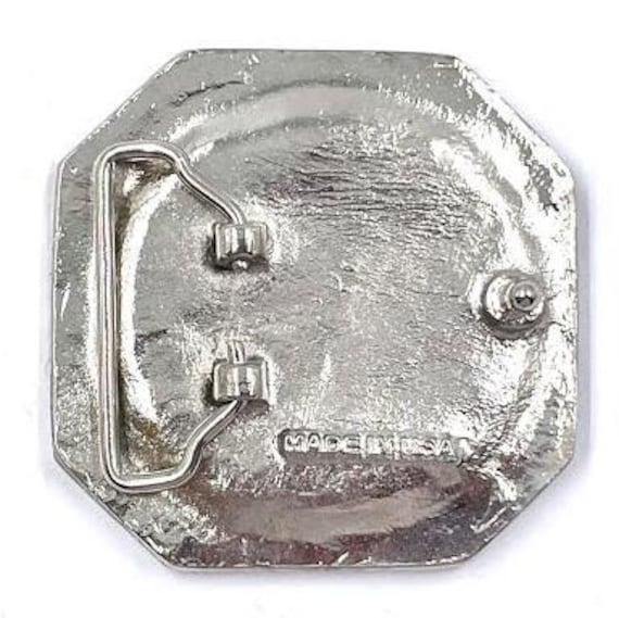 Octagonal Silver Belt Buckle With Space for Leather/stone Octagonal Silver Belt Buckle With Space for Leather/stone
