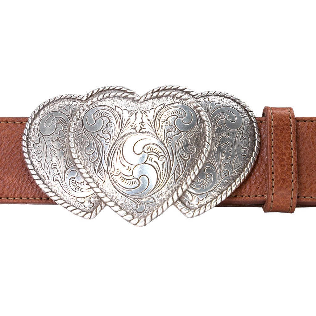 Three Heart Belt Buckle Old Silver Belt Buckle