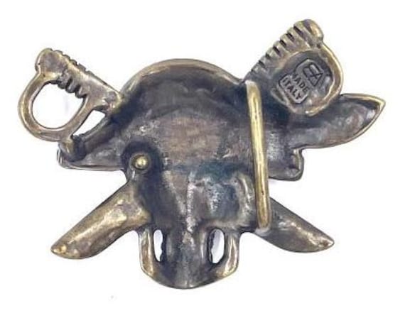 Boucle De Ceinture Crâne Pirate En Bronze Faite Main - Neuf Avec étiquettes - États-Unis