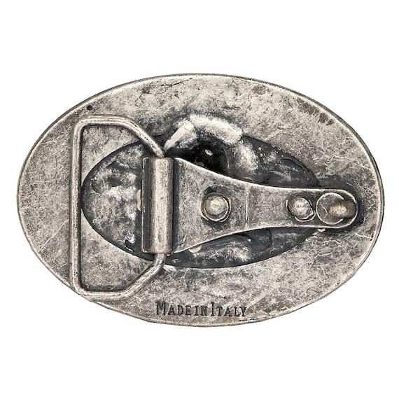 Skull and Crossbones Belt Buckle Old Silver Itali… - image 2