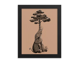 Savannah Ele. - Drawing by Maya Barnes Framed poster