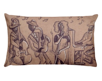 Jazz Roots - Art by Maya Barnes Rectangular Throw Pillow
