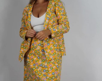 60’s Groovy Floral jacket & skirt set