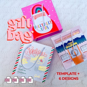 Christmas Gift Bag, Bolsa de Navidad, Boutique Bag Template, Christmas Bag Template, Bolsa de Regalo, Gift bag Template