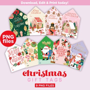 Merry Christmas Gift Tag Printable, Printable Christmas Gift Tag, Holiday Party Favor Tag, Christmas Tag Printable, Christmas Tag Template