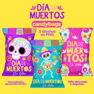Dia de Muertos Candybags, Candybags para Día de Muertos, Day of the Death, Dia de Muertos Chip Bags, Dia de Muertos
