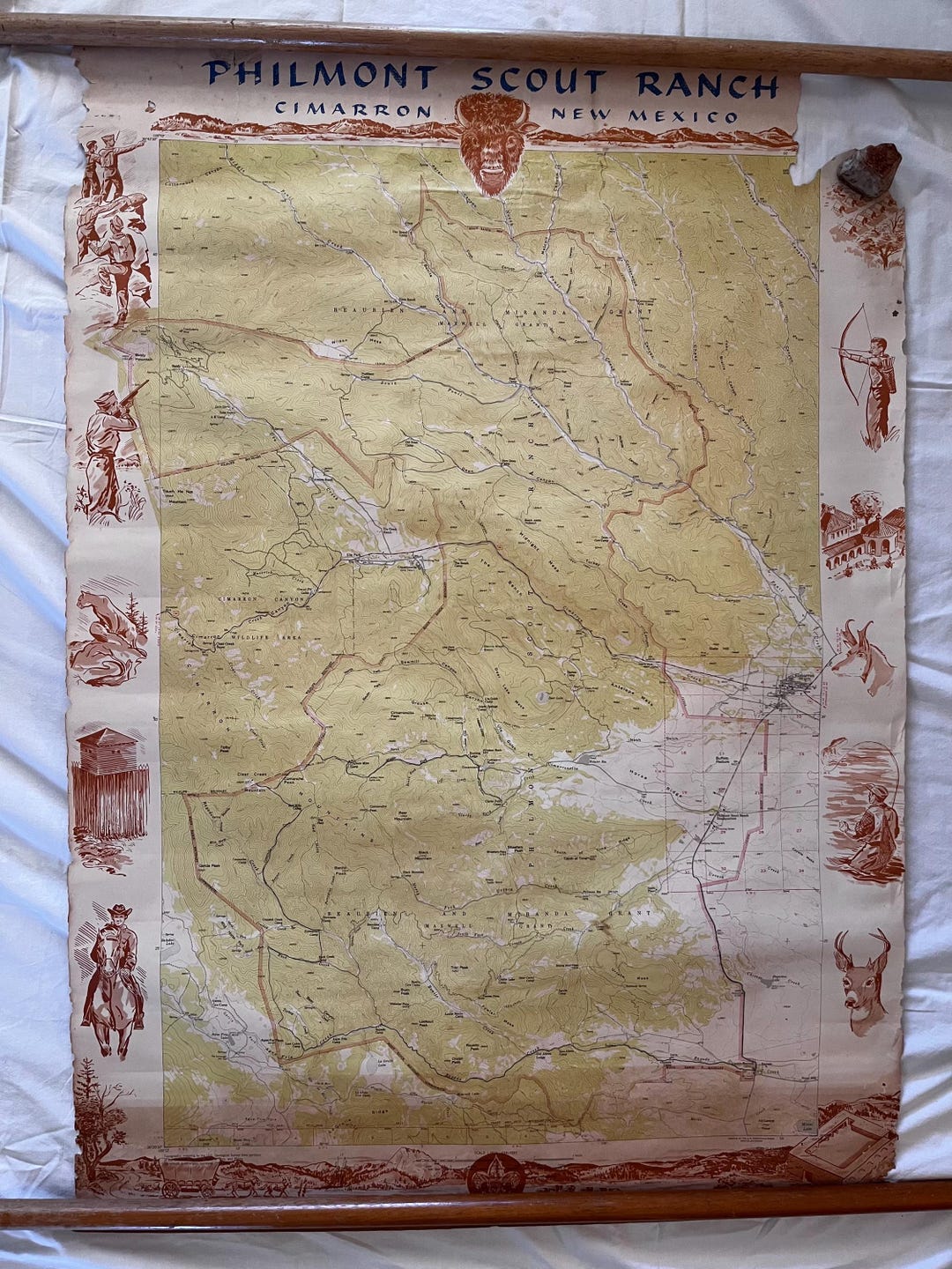 Vintage 1960s Philmont Scout Ranch Pictorial Map - Large 28x39 - Never ...