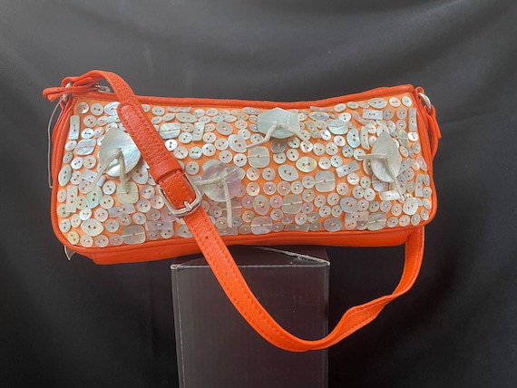 Vintage 90s Intuitions Orange Shoulder Bag – Moth… - image 1