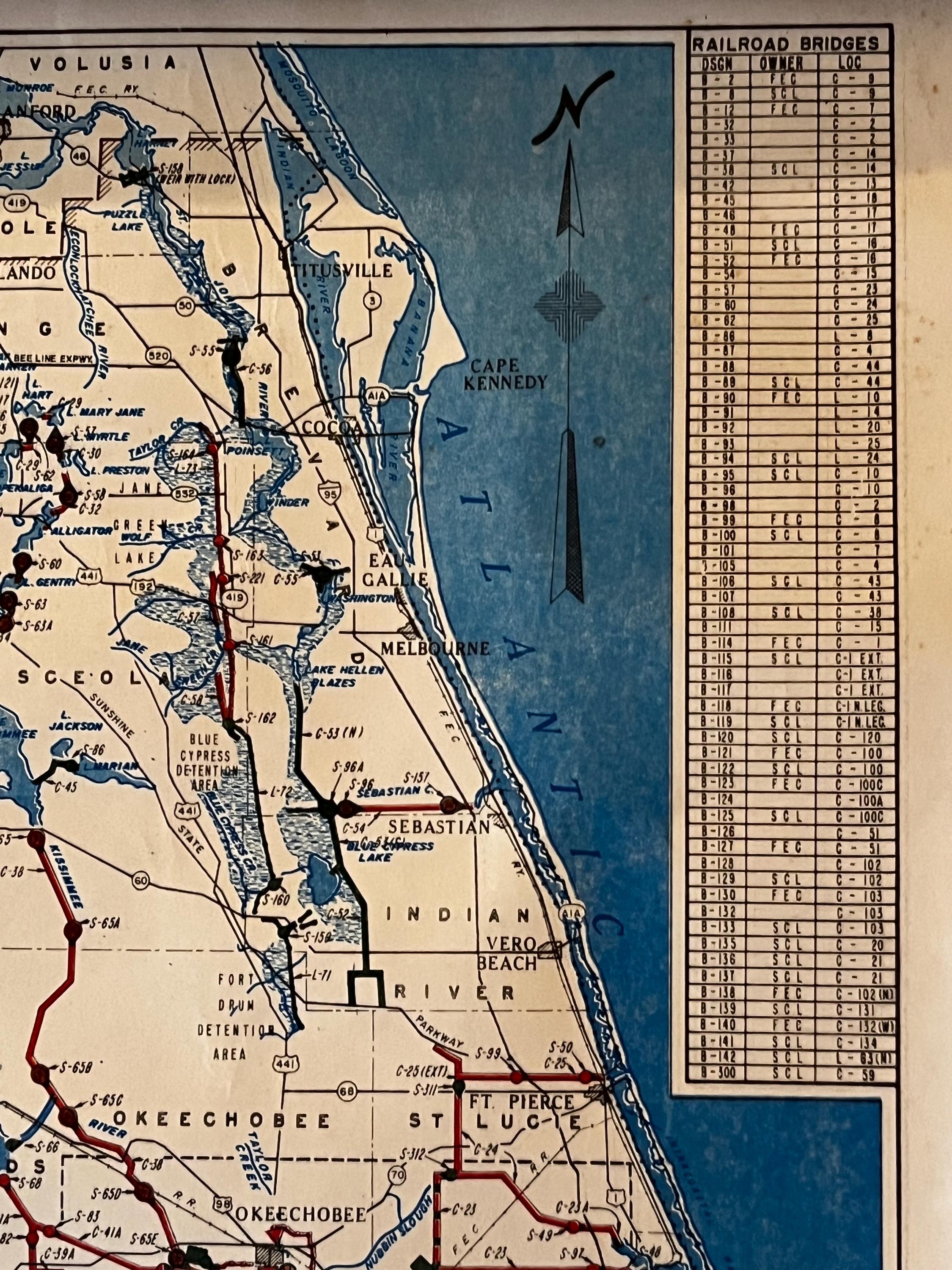 Rmas Map 1970s Florida Flood Control Map Art, Everglades Engineering Print - Etsy