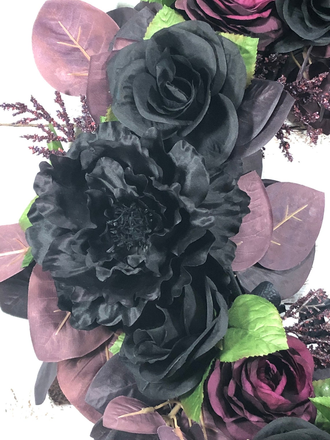 Purple and Black Rose Fall Wreath Moody Gothic Theme - Etsy