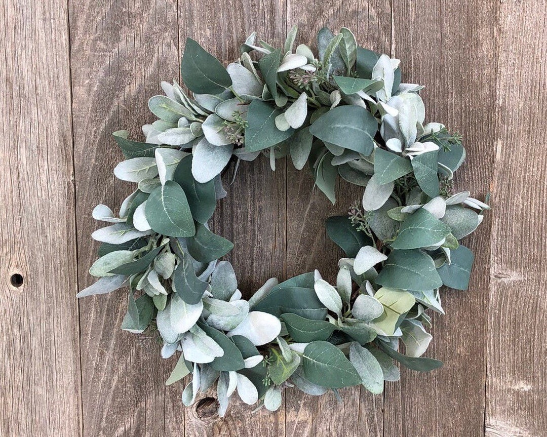 Lamb's Ear and Eucalyptus Wreath - Year Round Greenery Decor - Etsy