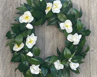 White Hellabore Spring Wreath with Camellia, Osmanthus Leaves – Front Door Decor