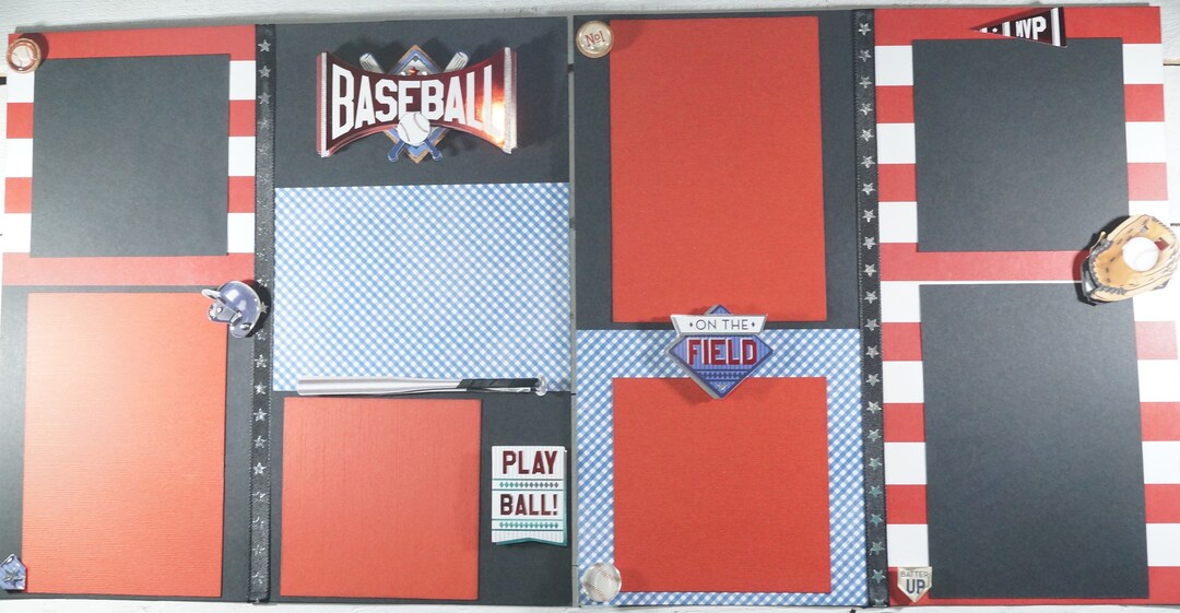 Baseball 12x12 Scrapbook Layout Two Page Layout Premade - Etsy