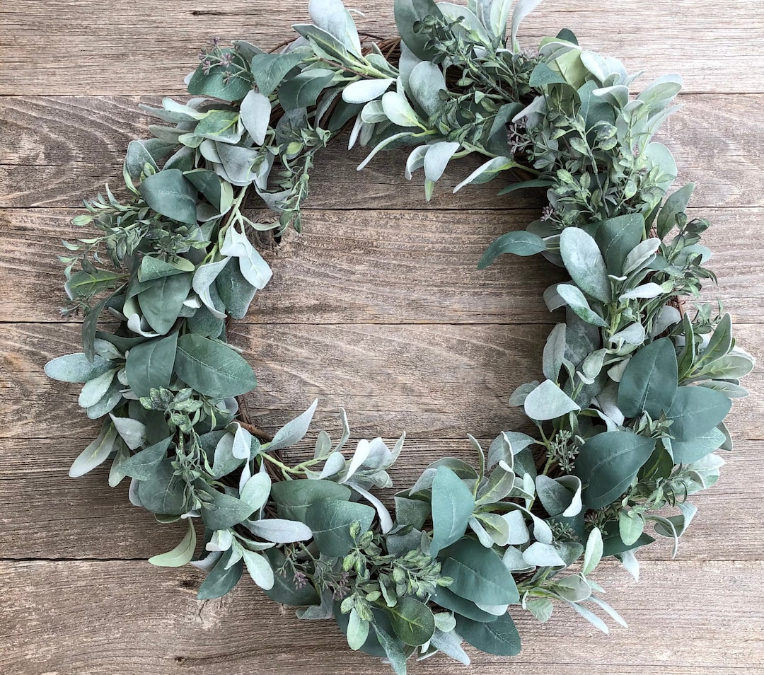 Lamb's Ear and Large Leaf Eucalyptus Year Round - XL Wreath Option - Etsy