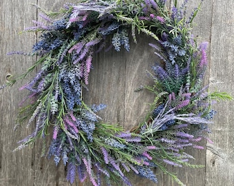 Lavender Heather Front Door Wreath - Purple Spring Summer Decor