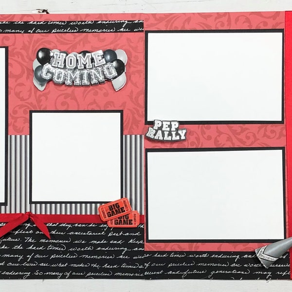 Homecoming 12x12 Scrapbook Layout - Personalized Two Page Layout