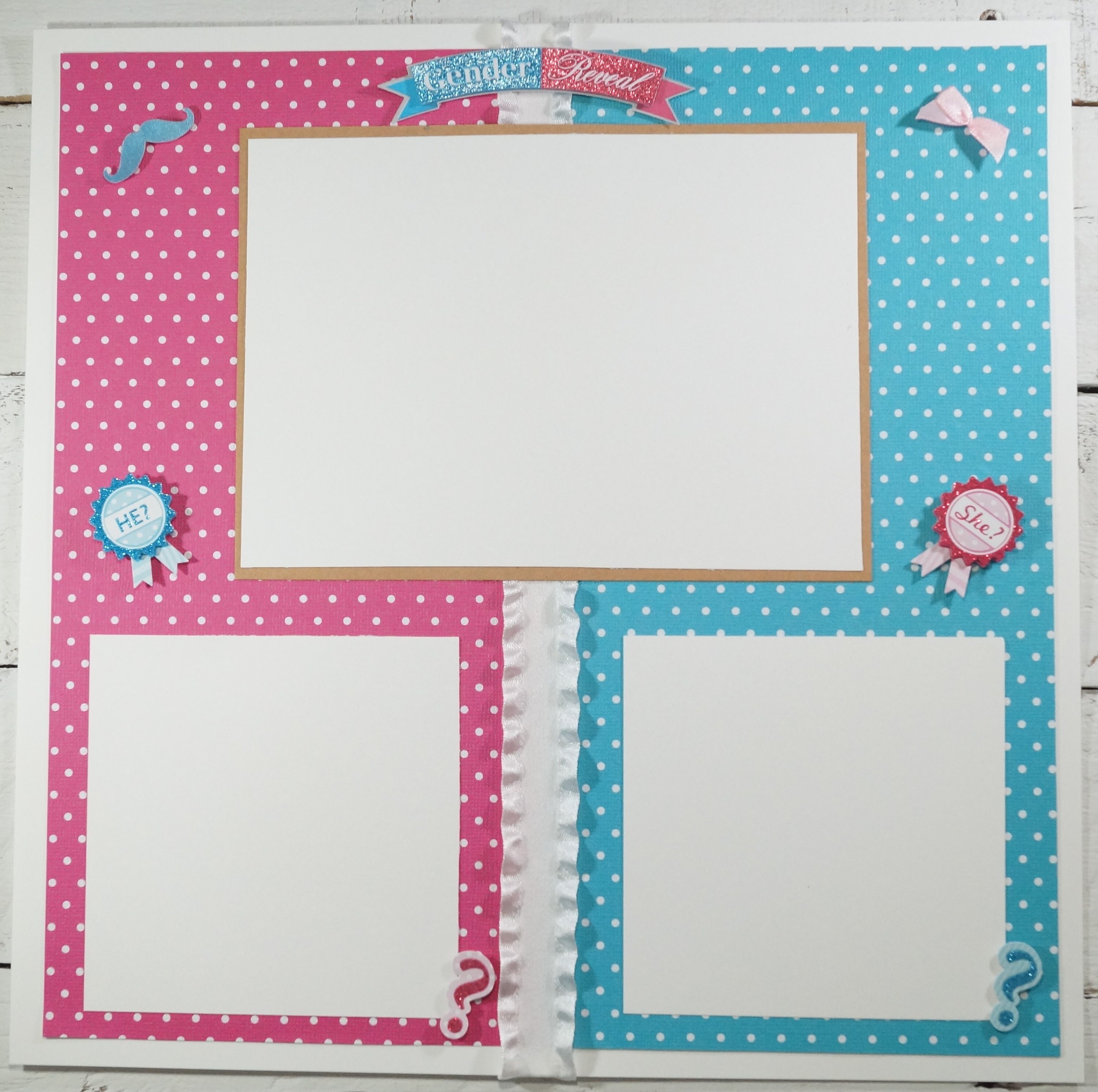 Baby Gender Reveal 12x12 Scrapbook Layout Two Page Layout Etsy