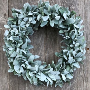 Lamb&#39;s Ear Wreath, Year-Round Wreath, Farmhouse Wreath, Everyday Wreath