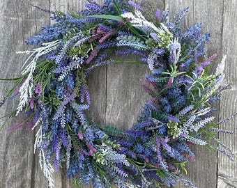 Lavender Heather Front Door Wreath - Purple Spring Summer Decor
