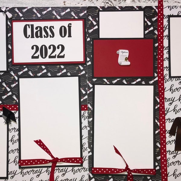 Personalized Graduation 12x12 Scrapbook Layout, High School, 8th Grade, Preschool, College Two-Page Layout, Premade Scrapbook Pages