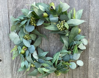Eucalyptus Greenery Year Round Wreath, Everyday Wreath For Front Door