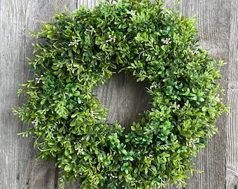 Boxwood Greenery Year Round Wreath for Front Door