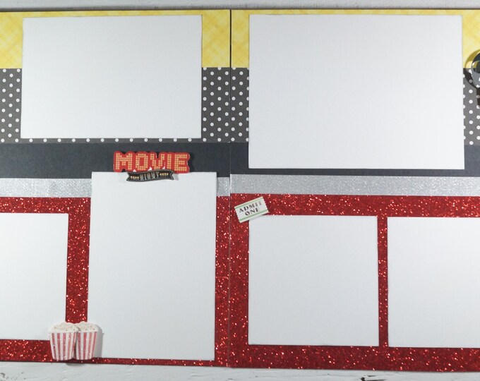 Movie Night 12x12 Scrapbook Layout - Two Page Layout - Premade ...