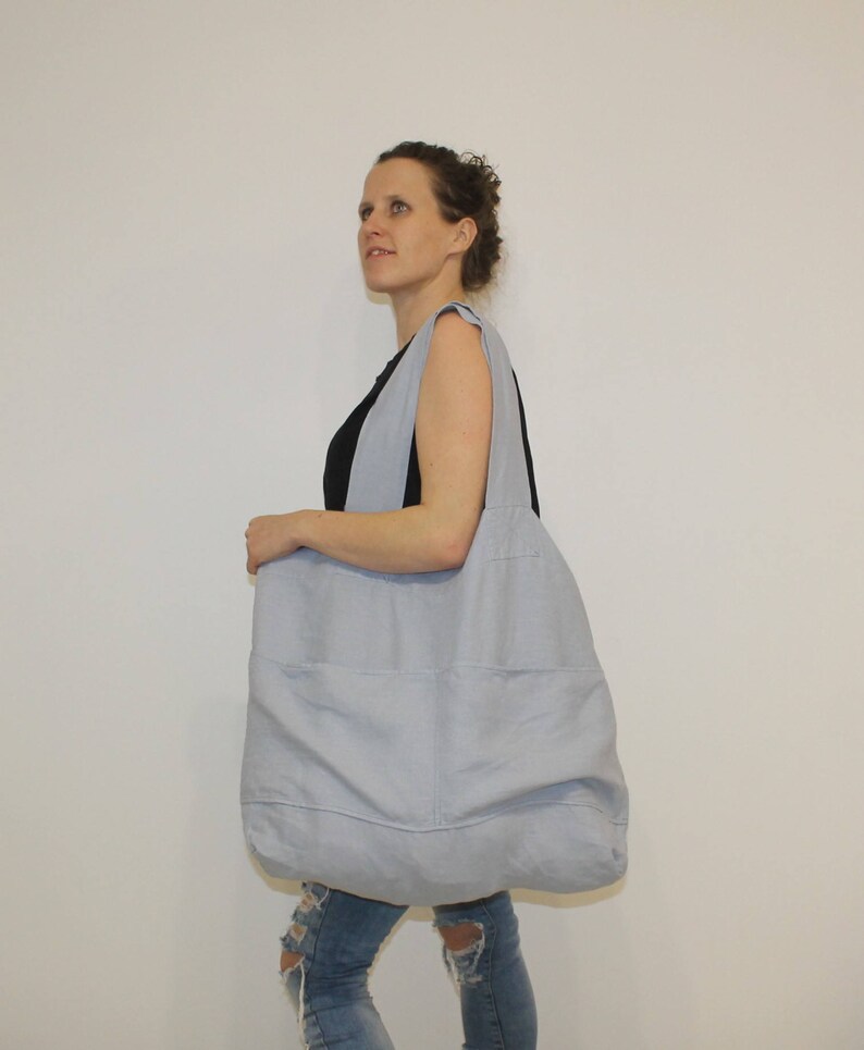 13 colors Linen bag natural oversize bag washed linen shoulder bag weekender sac cabas Large linen tote bag beach shopping bag XL Large bag